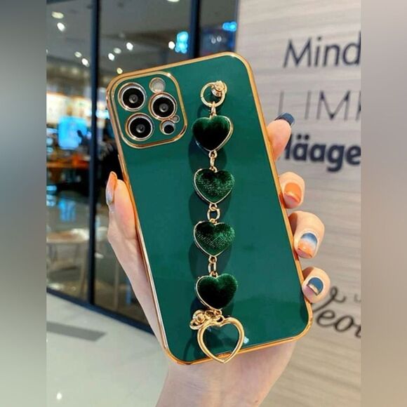 Emerald Green Velvet Heart iPhone Case - Picture 1 of 5